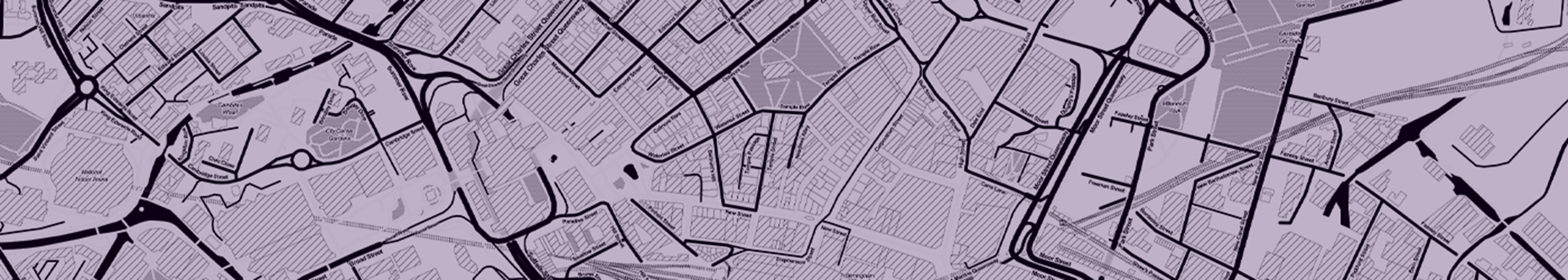 Image of a black and white map with a purple filter