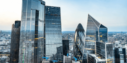 Central London skyline during sunset