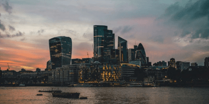 Central London during sunset