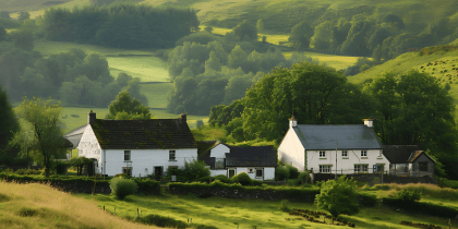 AI generated image of rural farmhouses