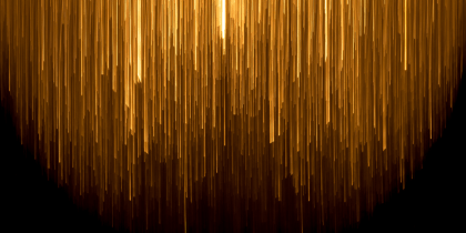 Large gold coloured bars in front of black screen