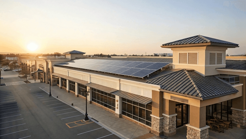 Solar panel on top of commercial building