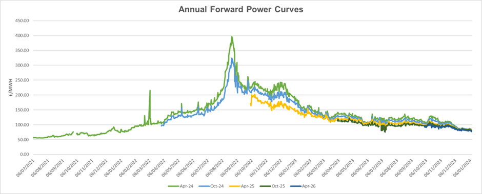 Annual forward power curves January 2024