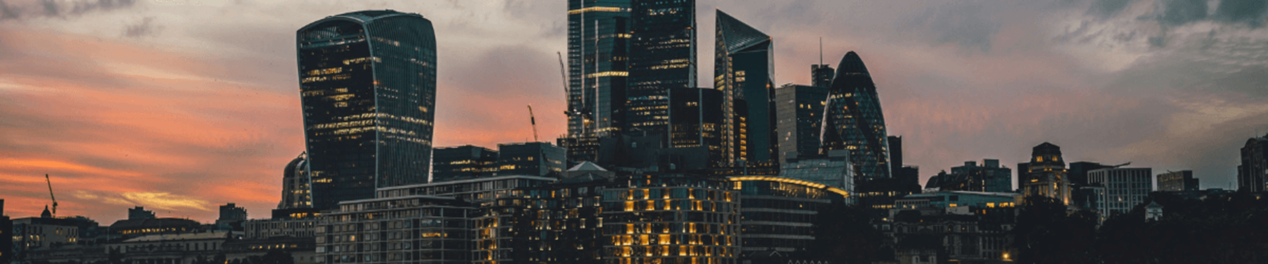 London skyline during sunset