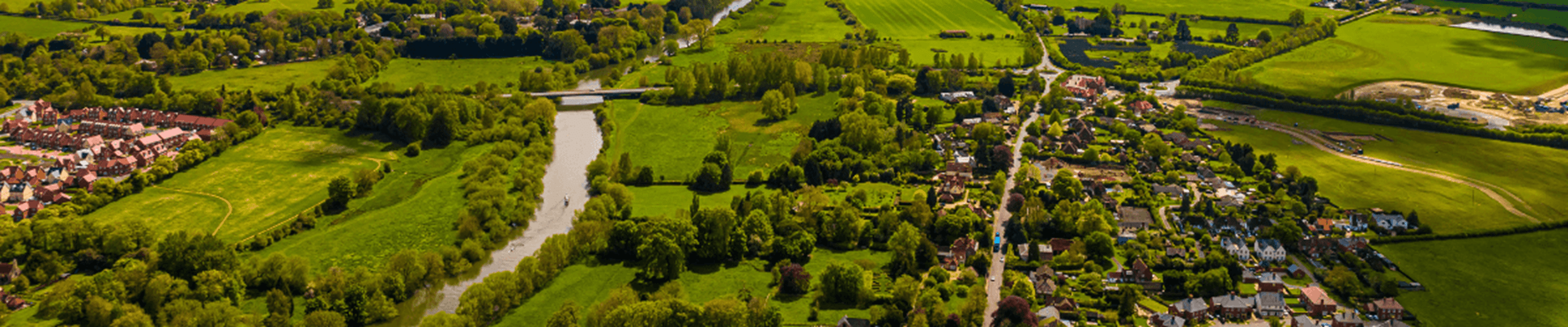 Aerial view of Wallingford, a historic market town and civil parish located between Oxford and Reading on the River Thames in England