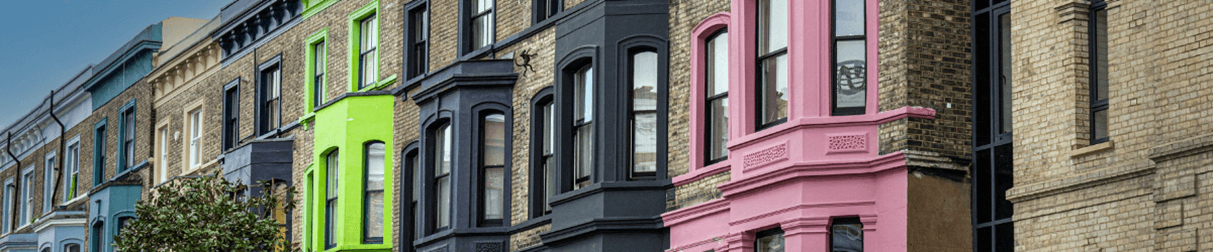 Colourful houses in Notting Hill, London