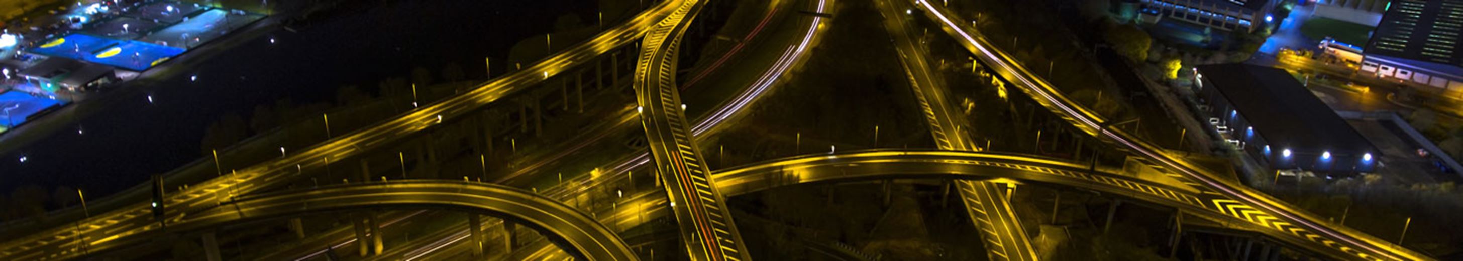 night aerial shot spaghetti junction