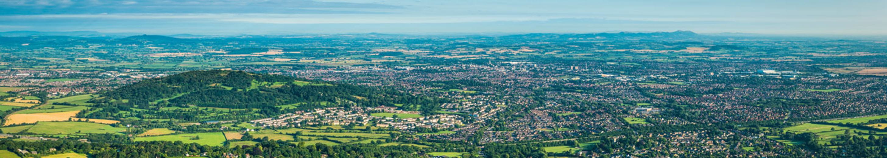 UK landscape around a town